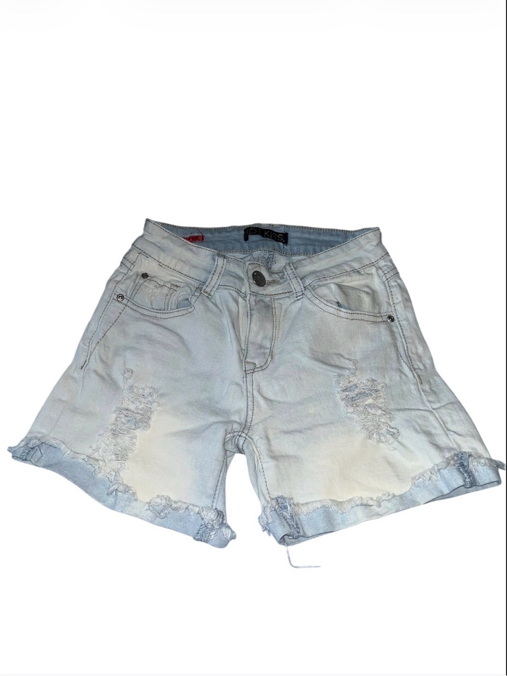 Hot Kiss Light Blue Distressed Denim Shorts